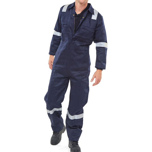 Beeswift Burgan Boilersuit Fire Retardant Anti-Static Navy Blue 54