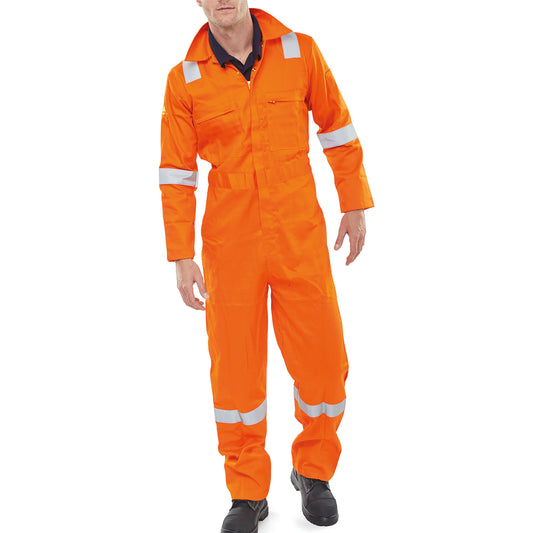 Beeswift Burgan Boilersuit Fire Retardant Anti-Static Orange 38