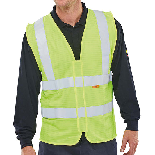 Beeswift Fire Retardant High Visibility Waistcoat Saturn Yellow S