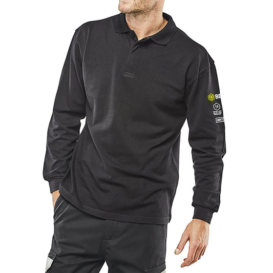 Beeswift Arc Flash Polo Shirt Flame Retardant Anti-Static Navy Blue 4XL