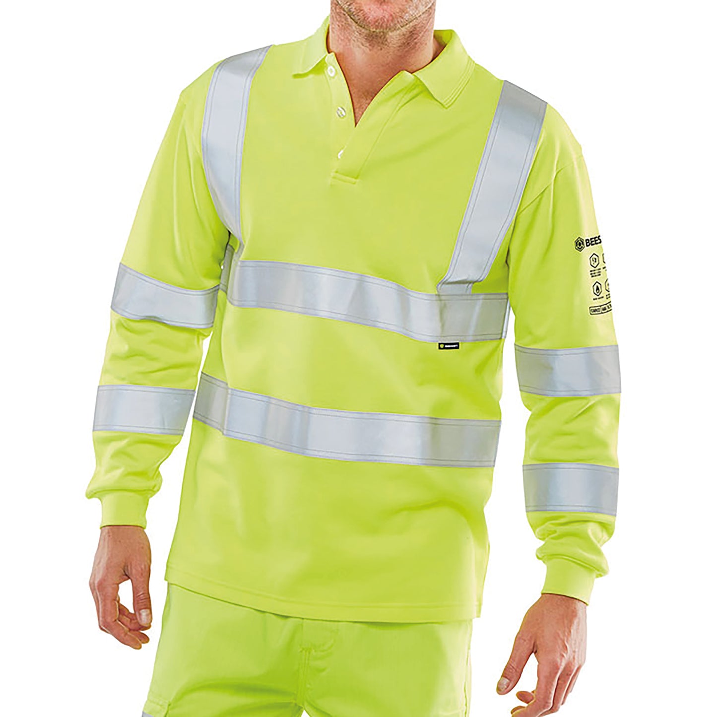 Beeswift Arc Flash High Visibility Polo Shirt Fire Retardant Anti-static Saturn Yellow XL