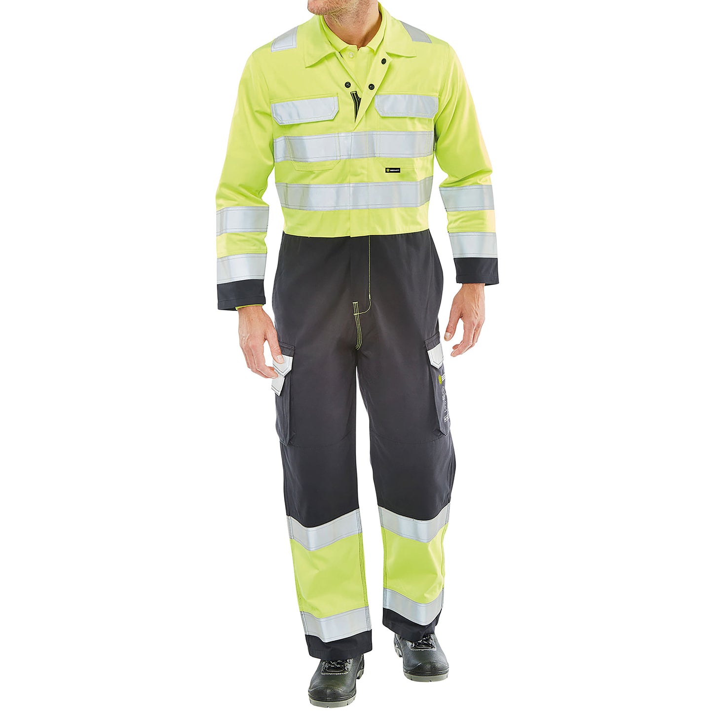 Beeswift ARC Flash High Visibility Coverall Saturn Yellow/Navy Blue 38