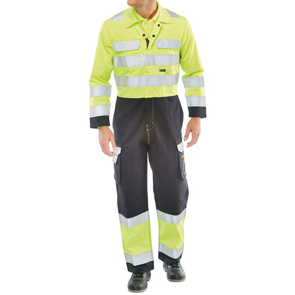 Beeswift ARC Flash High Visibility Coverall Saturn Yellow/Navy Blue 38