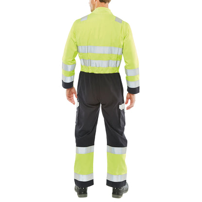 Beeswift ARC Flash High Visibility Coverall Saturn Yellow/Navy Blue 42