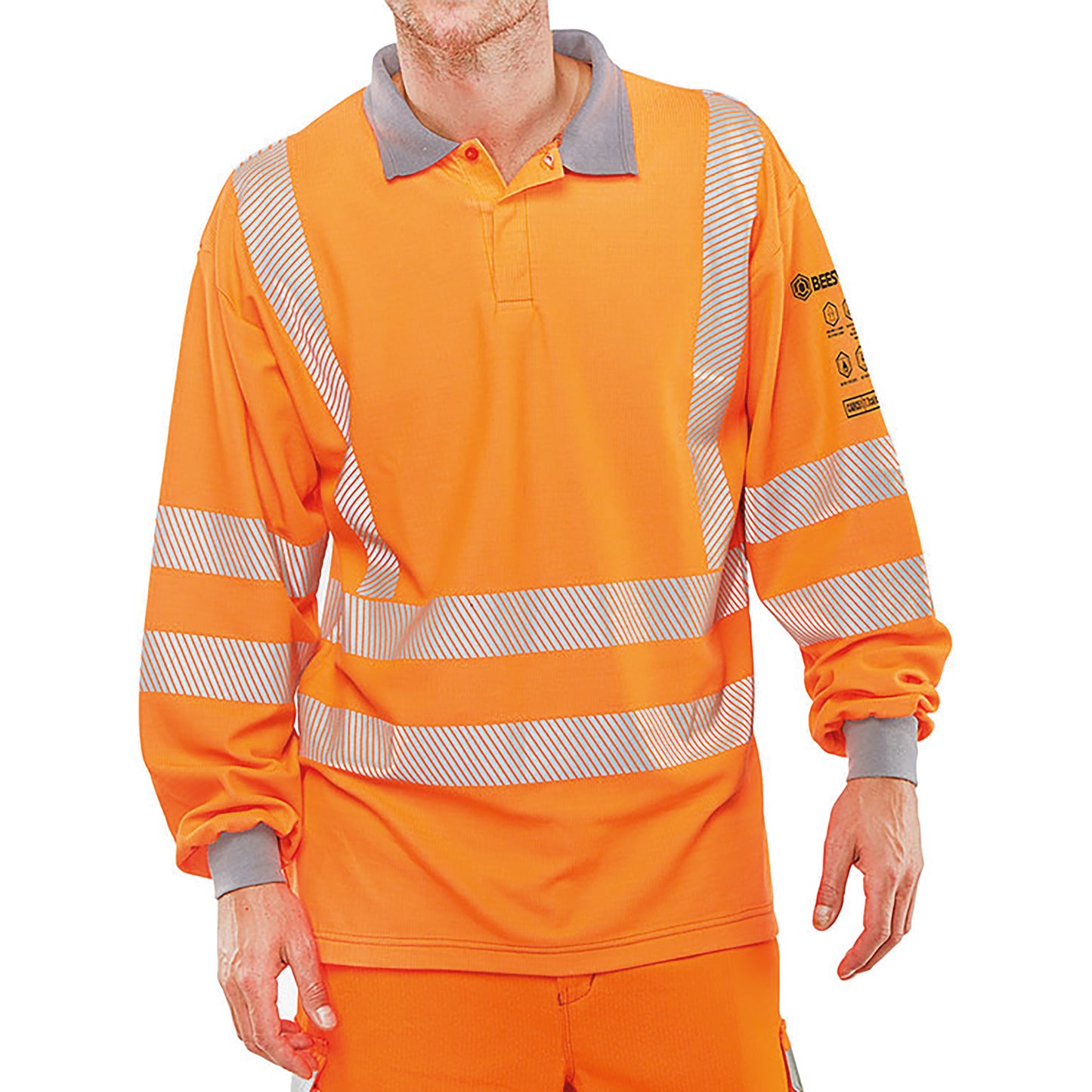 Beeswift Arc Flash Long Sleeve Polo Shirt GO/RT Standards Orange XL