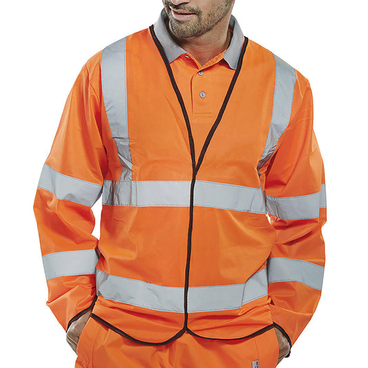Beeswift High Visibility Long Sleeve Jerkin Orange 4XL