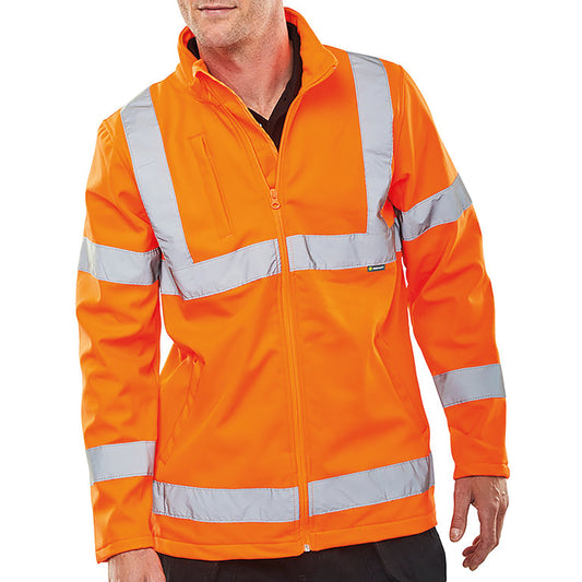 Beeswift Soft Shell Lightweight High Visibility Jacket Orange 4XL