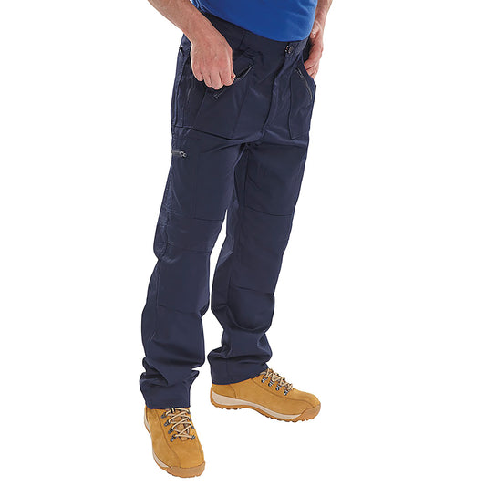 Beeswift Click Action Work Trousers Navy Blue 32S