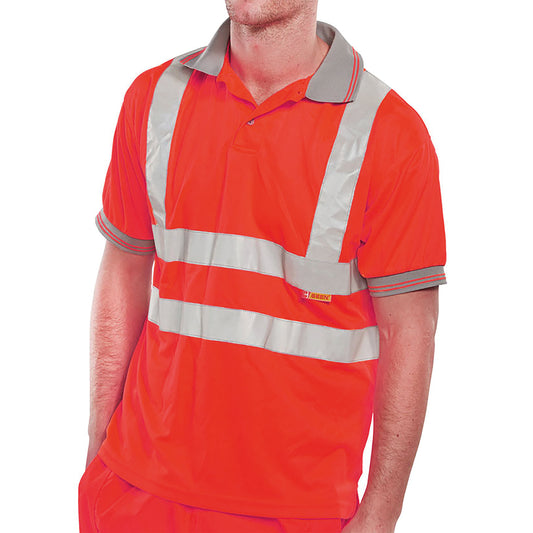 Beeswift High Visibility Short Sleeve Polo Shirt Red L