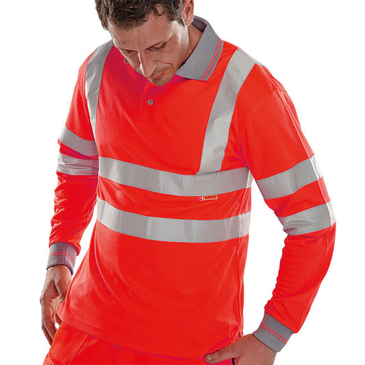Beeswift Long Sleeve Polo Shirt Red S
