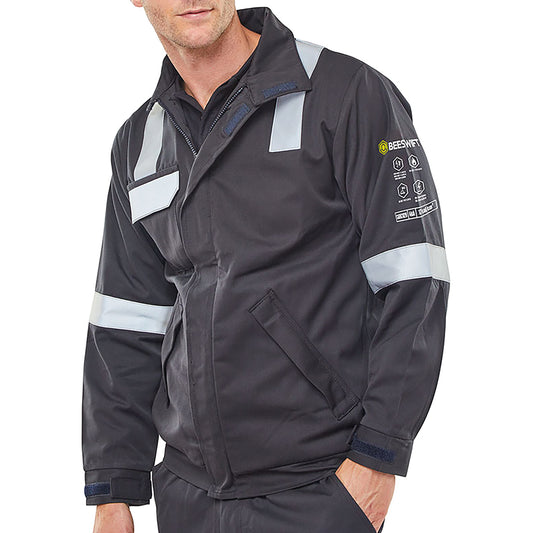 Beeswift ARC Woven Jacket Fire Retardant Anti-static Navy Blue S