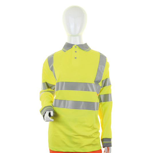 Beeswift Ladies High Visibility Long Sleeve Polo Shirt Saturn Yellow L