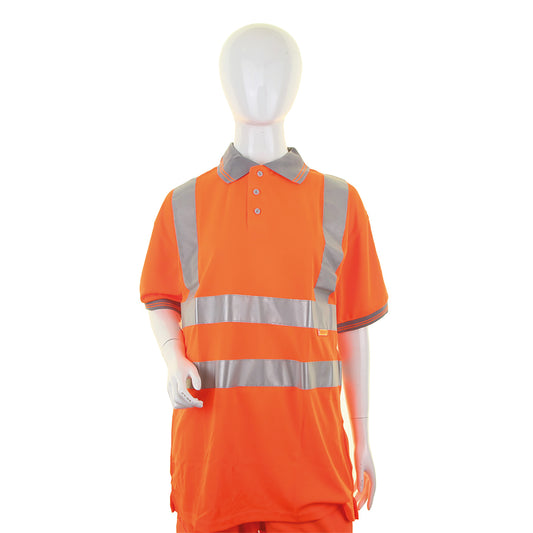 Beeswift Ladies High Visibility Short Sleeve Polo Shirt Orange L