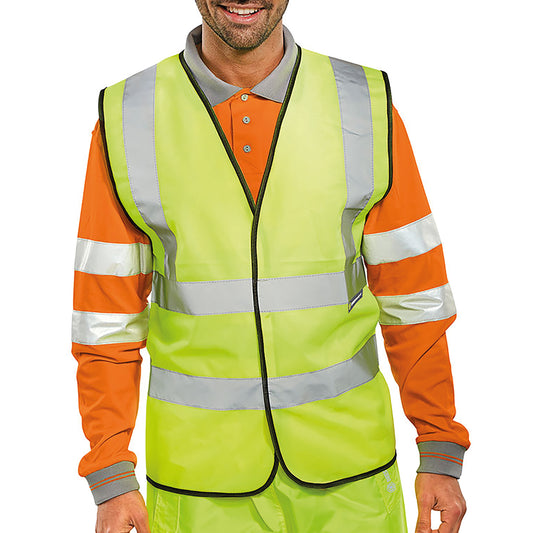 Beeswift Bseen EN ISO 20471 High Visibility Vest (Pack of 100) Saturn Yellow 3XL