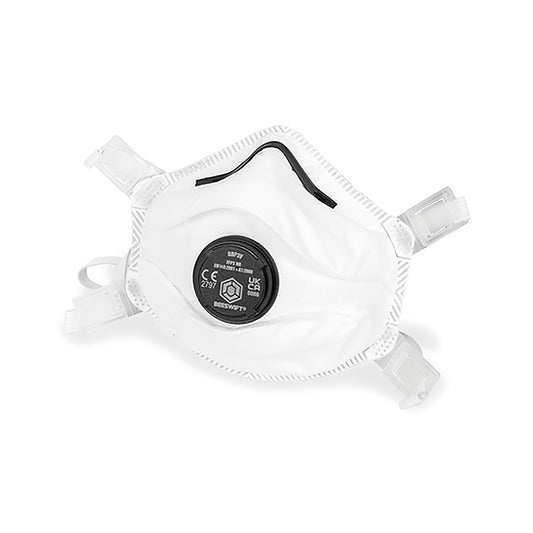 Beeswift FFP3 Moulded Valved Cup Respirator Mask White