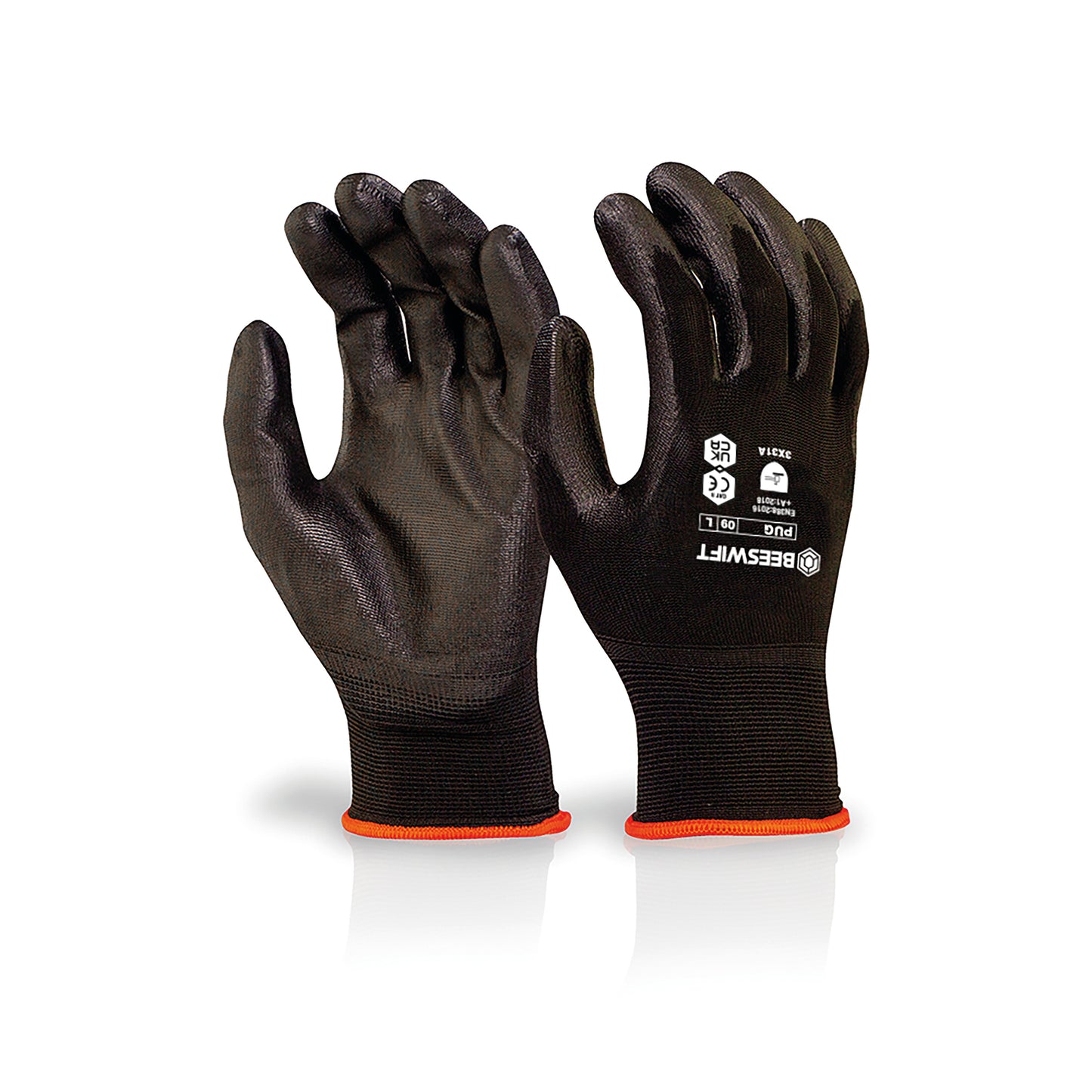 Beeswift Multipurpose Polyurethane Palm Coated Gloves 1 Pair Black XL