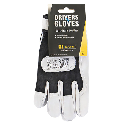 Beeswift Drivers Gloves 1 Pair Soft Grain Leather Black XL