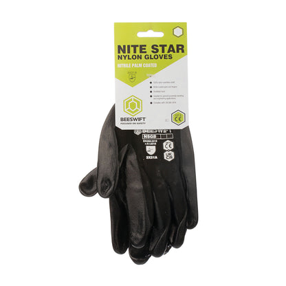 Beeswift Nite Star Nylon Gloves 1 Pair Black XL