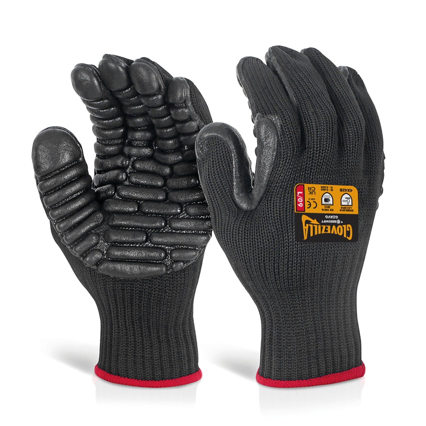 Beeswift Glovezilla High Performance Anti-Vibration Gloves 1 Pair Black XL