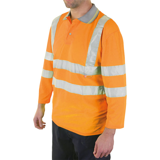 Beeswift High Visibility Plant Operators 3/4 Sleeve Polo Shirt Orange 5XL