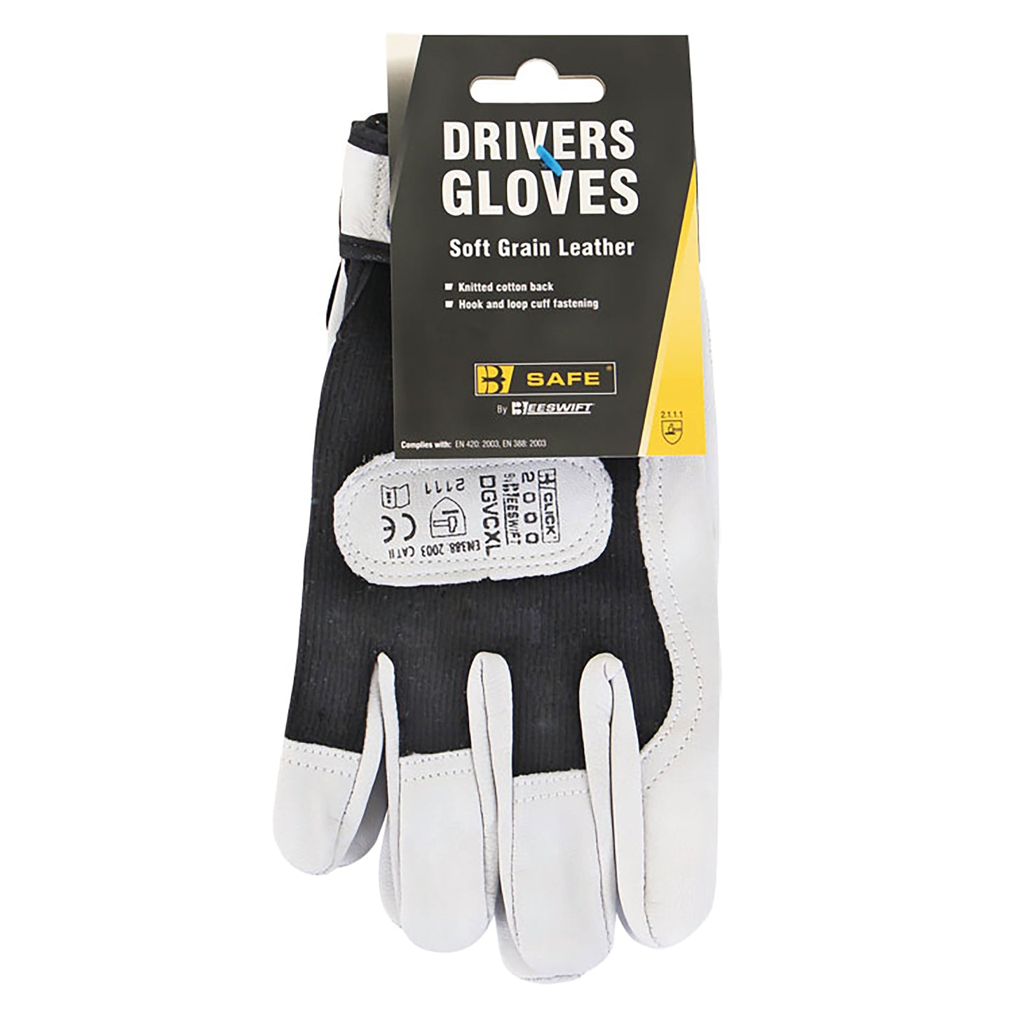 Beeswift Drivers Gloves 1 Pair Soft Grain Leather Black L