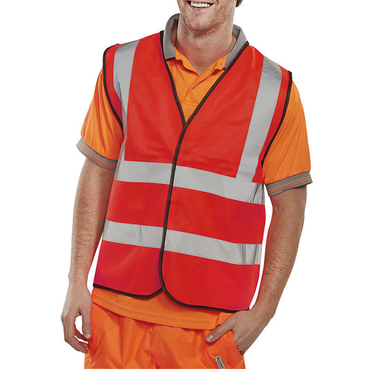 Beeswift High Visibility Waistcoat Full App G Red 3XL