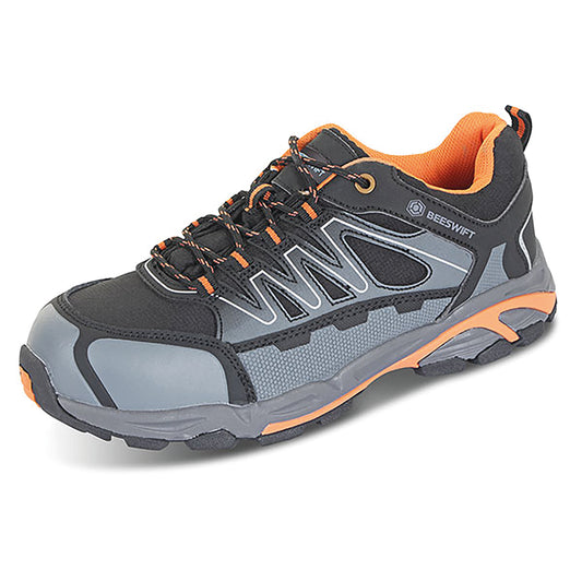 Beeswift S3 Composite Water Resistant Lace Up Trainers 1 Pair Black/Orange 06.5