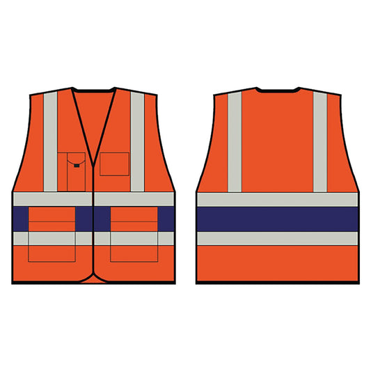 Beeswift High Visibility Executive Vest Orange/Navy Blue M
