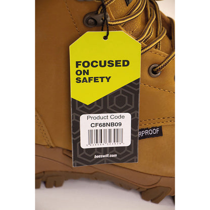 Beeswift Click Waterproof Nubuck Internal Metatarsal Side Zip Lace up Safety Boots 1 Pair Tan 11