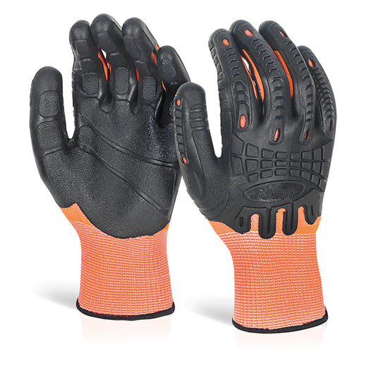 Beeswift Cut Resistant Fully Coated Impact Gloves 1 Pair Orange L