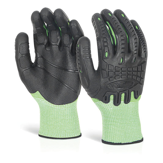 Beeswift Cut Resistant Fully Coated Impact Gloves 1 Pair Green M