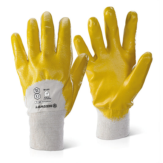 Beeswift Nitrile K/W P/C L/W Gloves (Pack of 10) Yellow 08