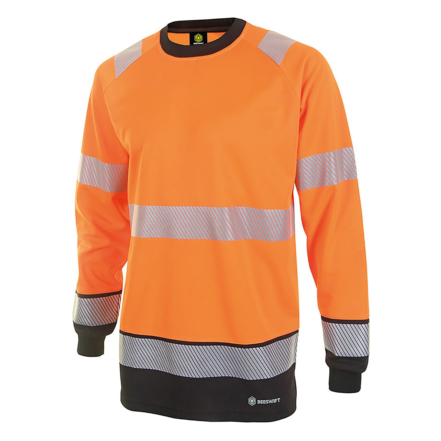 Beeswift High Visibility Two Tone Long Sleeve T-Shirt Orange/Black L