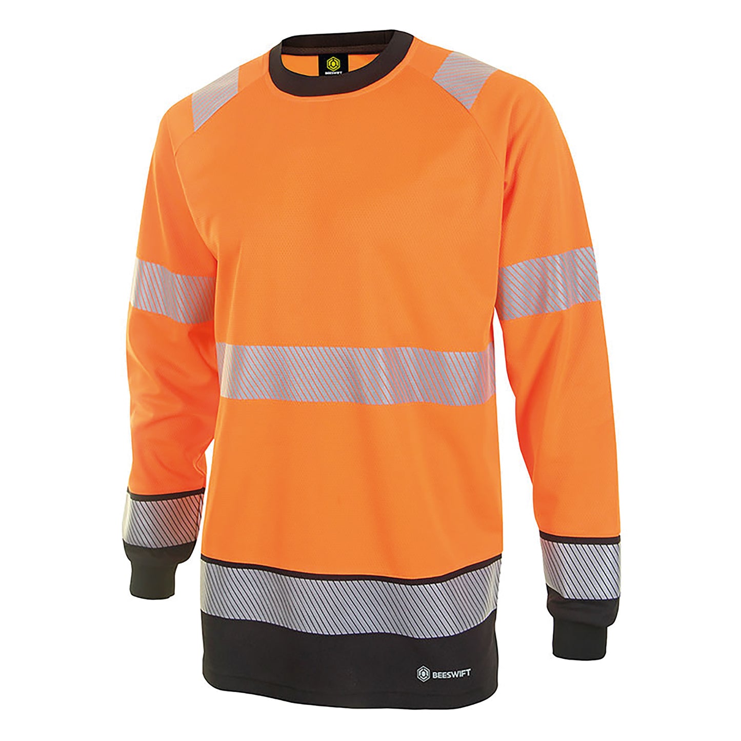 Beeswift High Visibility Two Tone Long Sleeve T-Shirt Orange/Black 2XL
