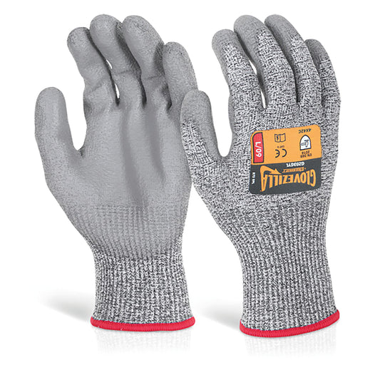 Beeswift Glovezilla PU Palm Coated Gloves 1 Pair Grey XL