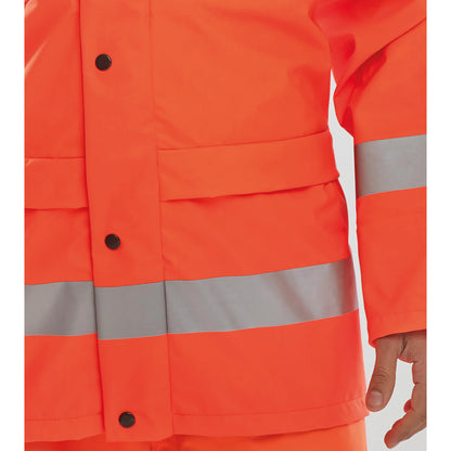 Beeswift Bseen High Visibility PU Jacket Orange 2XL