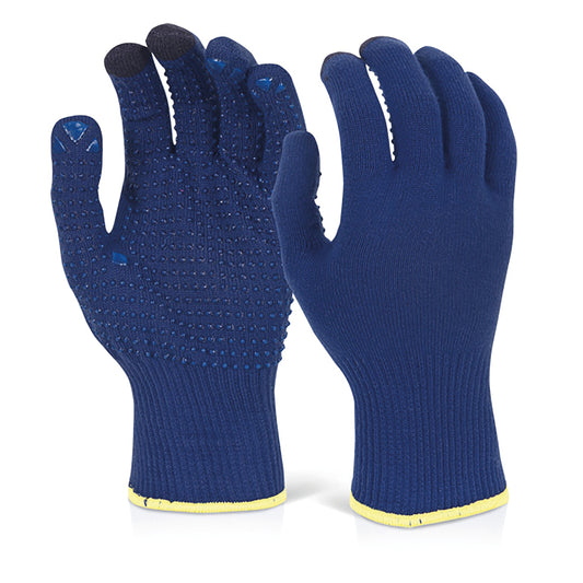 Beeswift Touch Screen Knitted Gloves Polyester/Cotton (Pack of 10) Blue XL