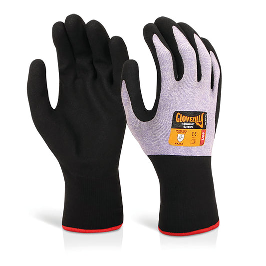 Beeswift Glovezilla Nitrile Foam Nylon Gloves (Pack of 10) Purple M