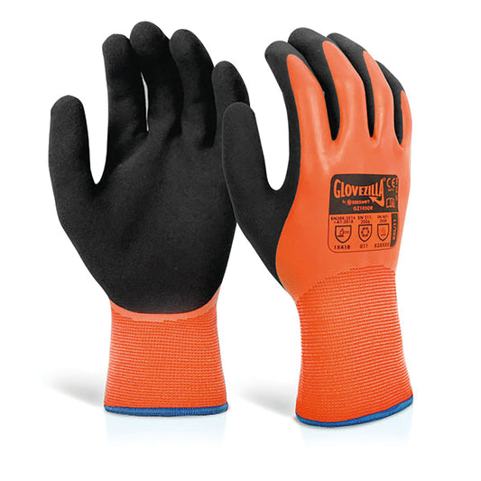 Beeswift Glovezilla LatexThermal Gloves (Pack of 10) Orange M