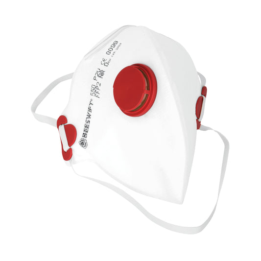 Beeswift P2 Face Mask with Valve Fold Flat White (Pack of 20)