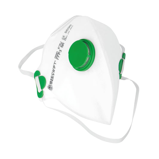 Beeswift P3 Face Mask with Valve Fold Flat White (Pack of 20)