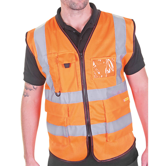Beeswift Executive Mesh Waistcoat Orange 5XL
