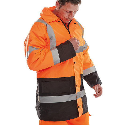 Beeswift Fleece Lined High Visibility Traffic Jacket Orange/Black 4XL
