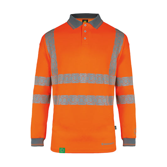 Beeswift Envirowear High Visibility Long Sleeve Polo Shirt Orange 3XL