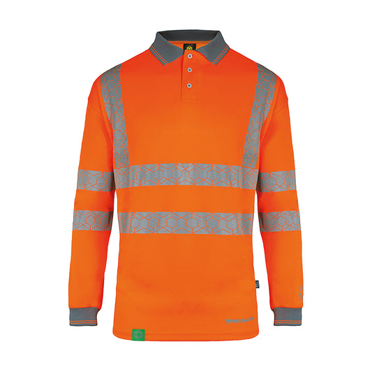 Beeswift Envirowear High Visibility Long Sleeve Polo Shirt Orange S