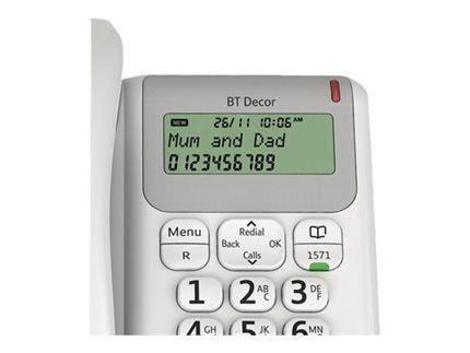 BT Decor 2200 Corded Analogue Telephone White 61127