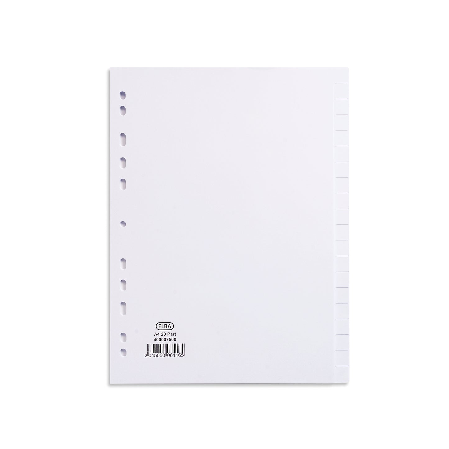 Elba 20-Part Divider 160gsm Multipunched A4 White 400007500