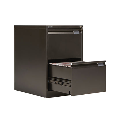 Bisley 2 Drawer Filing Cabinet Lockable 470x622x711mm Black BS2E BLACK