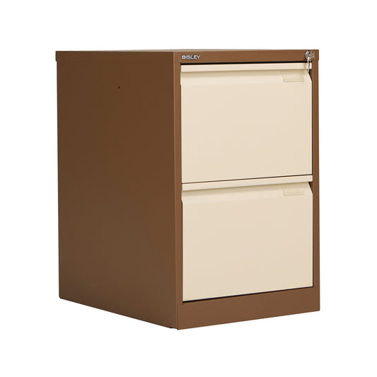 Bisley 2 Drawer Filing Cabinet Lockable 470x622x711mm Coffee/Cream BS2EC/C