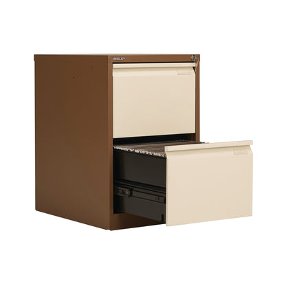 Bisley 2 Drawer Filing Cabinet Lockable 470x622x711mm Coffee/Cream BS2EC/C